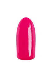 EzFlow TruDIP Colorgasm swatched onto an artificial nail previewing its neon pink creme' hue
